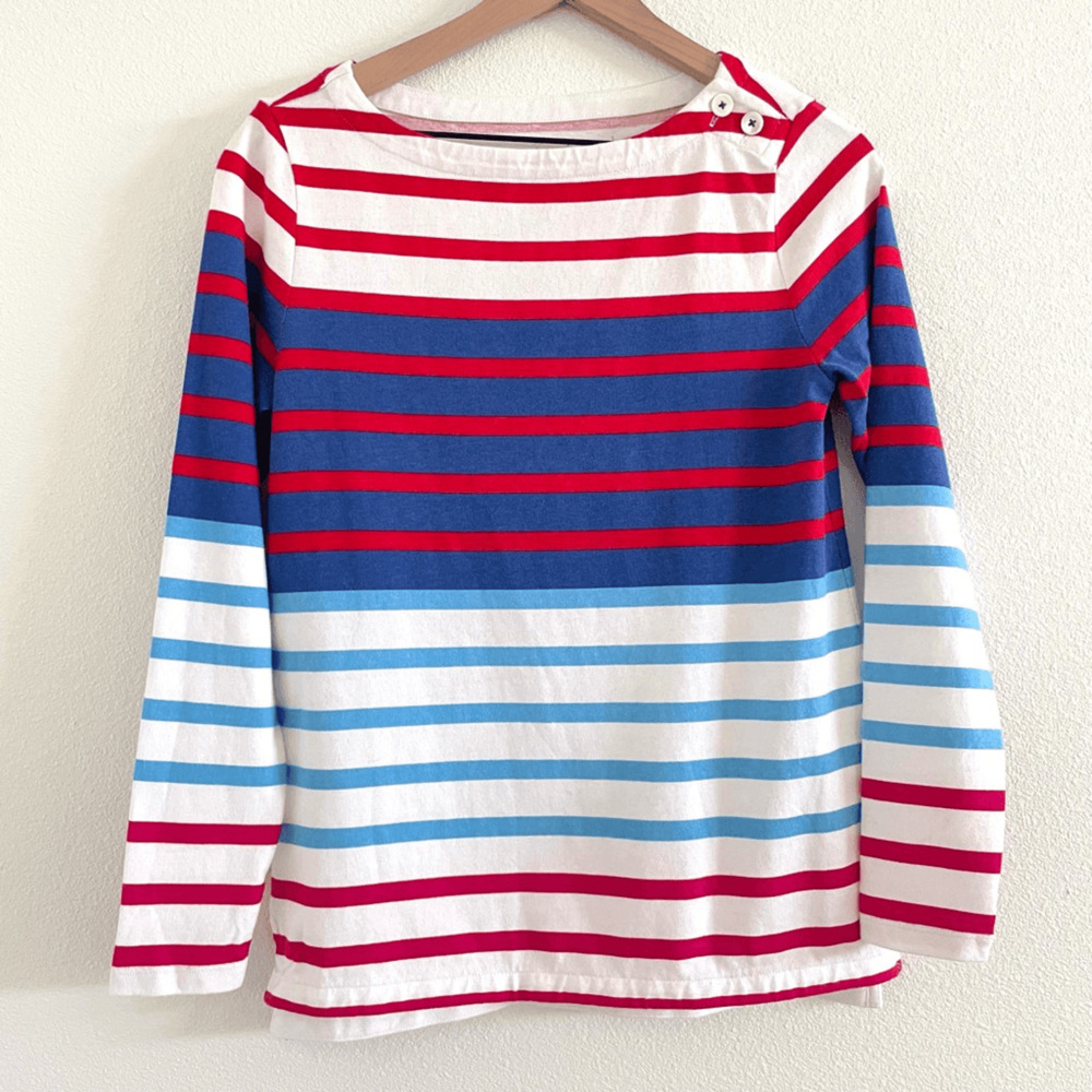 Vineyard Vines Multicolor Long Sleeve Nautical Stripe Boat Neck Top Women's XXS